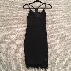 ASTR bodycon dress with lace back and hem